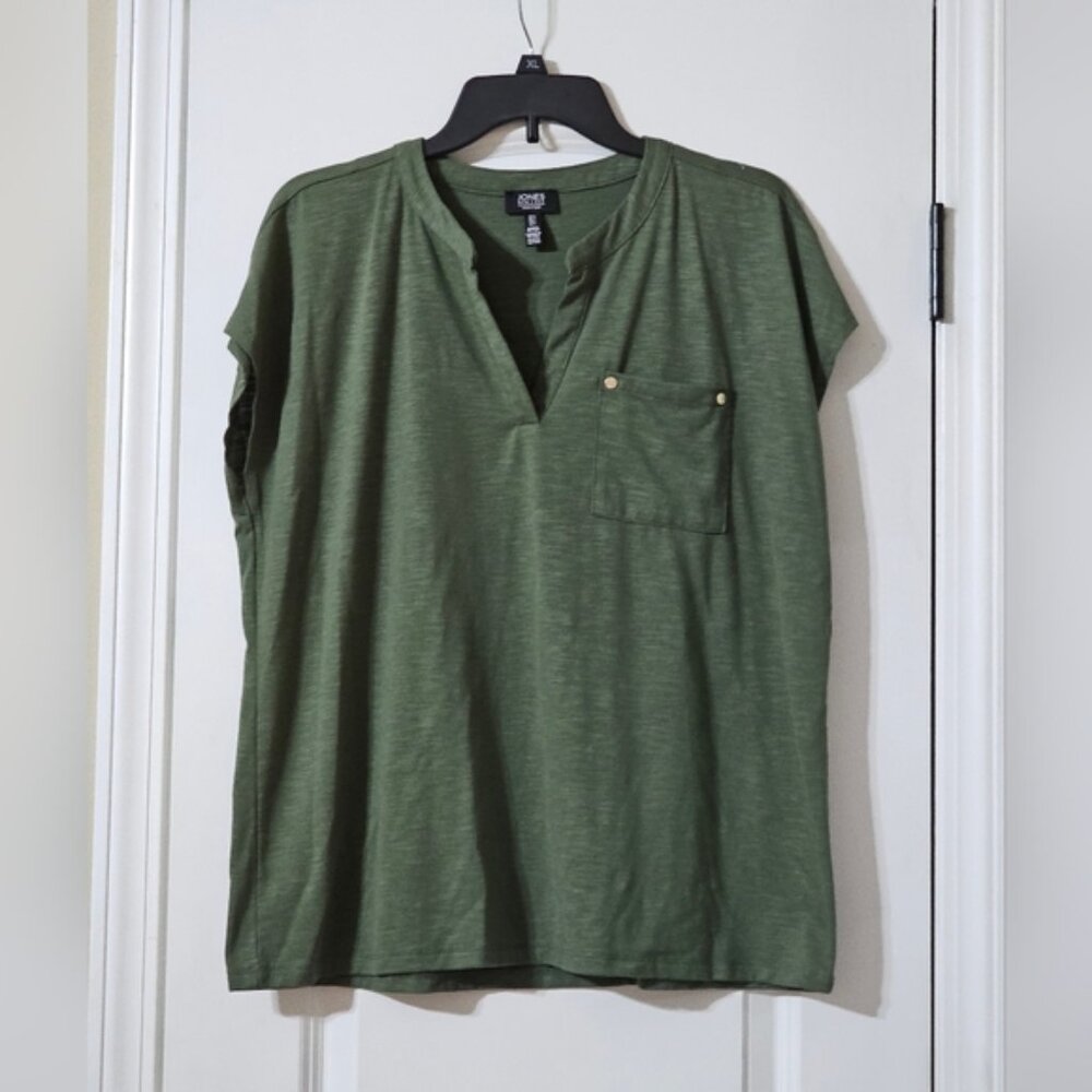 Jones New York Olive Green Women's Short Sleeve Top